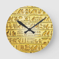 Alte ägyptische Hieroglyphen-Gelbe Wall-Uhr