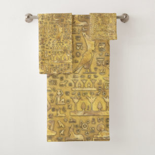 Alte ägyptische Hieroglyphen Gold Badhandtuch Set