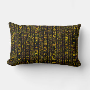 Alte ägyptische Hieroglyphen, Gold und Schwarz Lendenkissen