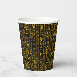 Alte ägyptische Hieroglyphen, Gold und Schwarz Pappbecher