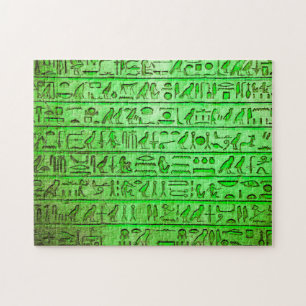 Alte ägyptische Hieroglyphen Green Jigsaw Puzzle