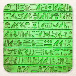 Alte ägyptische Hieroglyphen grün Rechteckiger Pappuntersetzer