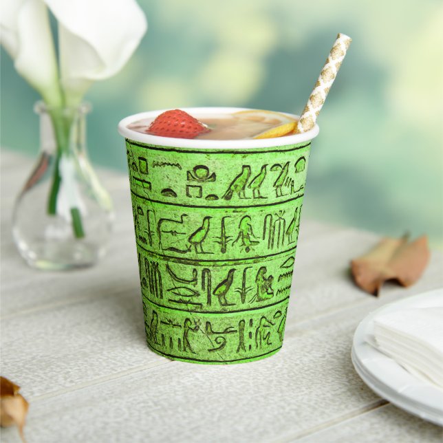 Alte ägyptische Hieroglyphen-Grünbuch-Cup Pappbecher (In Situ)
