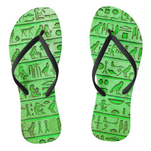 Alte ägyptische Hieroglyphen Grüne Flip Flops
