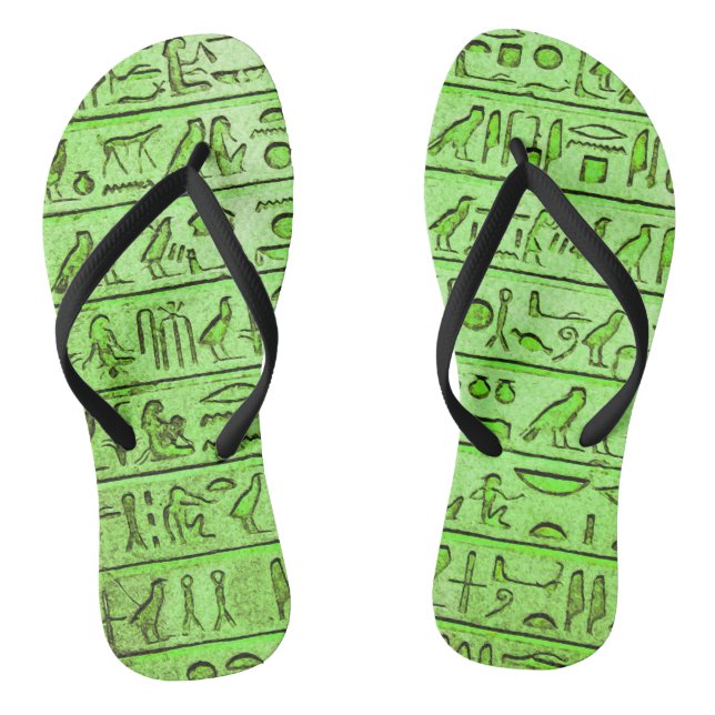 Alte ägyptische Hieroglyphen Grüne Flip Flops (Fußbett)