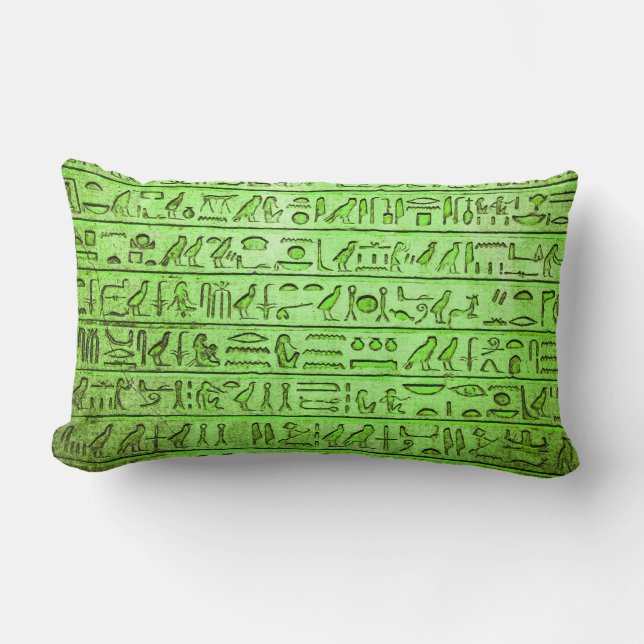 Alte ägyptische Hieroglyphen Grünes Lumbalkissen Lendenkissen (Vorderseite)