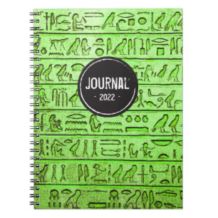 Alte ägyptische Hieroglyphen - Grünes Notebook Notizblock