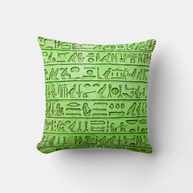 Alte ägyptische Hieroglyphen Grünes Plätzchen Kissen (Vorderseite)