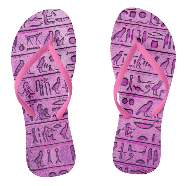 Alte ägyptische Hieroglyphen Lila Flip Flops (Fußbett)