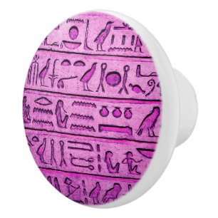 Alte ägyptische Hieroglyphen Lila Keramik Knob Keramikknauf