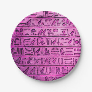 Alte ägyptische Hieroglyphen Lila Pappteller