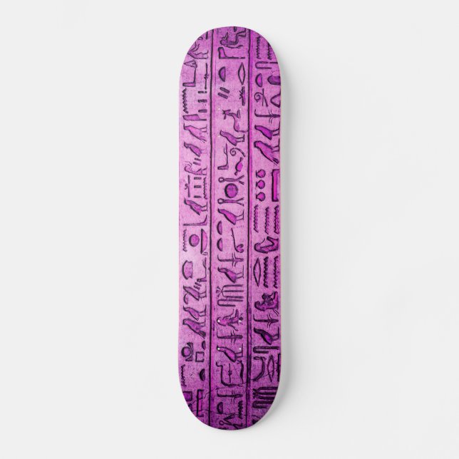 Alte ägyptische Hieroglyphen Lila Skateboard (Vorderseite)