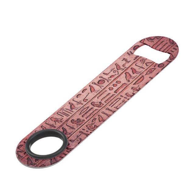 Alte ägyptische Hieroglyphen Red Bottle Opener Speed Flaschenöffner (Vorderseite Schrägansicht)