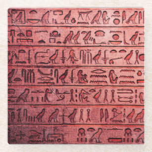 Alte ägyptische Hieroglyphen rot Glasuntersetzer