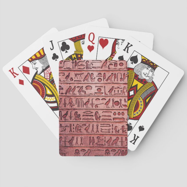 Alte ägyptische Hieroglyphen rot Spielkarten (Rückseite)
