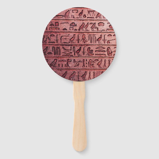 Alte ägyptische Hieroglyphen Roter Hand Fan Fächer (Vorderseite)