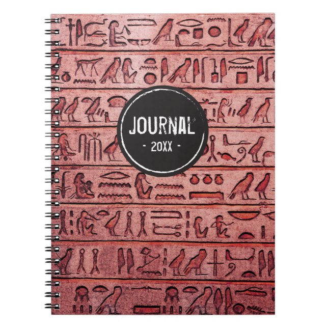 Alte ägyptische Hieroglyphen - Rotes Notebook Notizblock (Vorderseite)