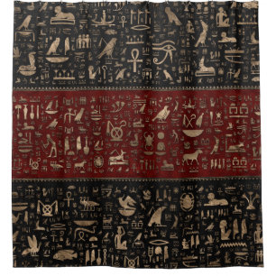 Alte ägyptische Hieroglyphen - schwarzes rotes Duschvorhang