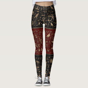 Alte ägyptische Hieroglyphen - schwarzes rotes Leggings
