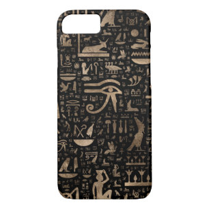 Alte ägyptische Hieroglyphen - Schwarzes und Gold Case-Mate iPhone Hülle