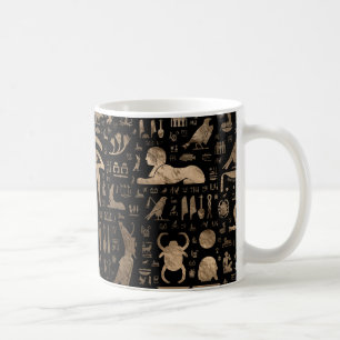 Alte ägyptische Hieroglyphen - Schwarzes und Gold Kaffeetasse
