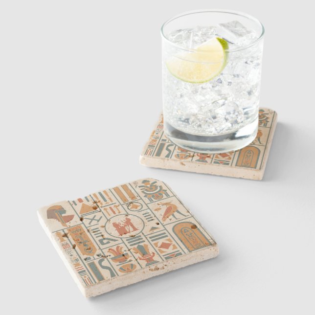 Alte ägyptische Hieroglyphen Steinuntersetzer (Seitenansicht)