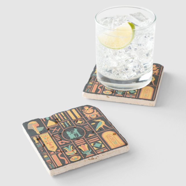 Alte ägyptische Hieroglyphen Steinuntersetzer (Seitenansicht)