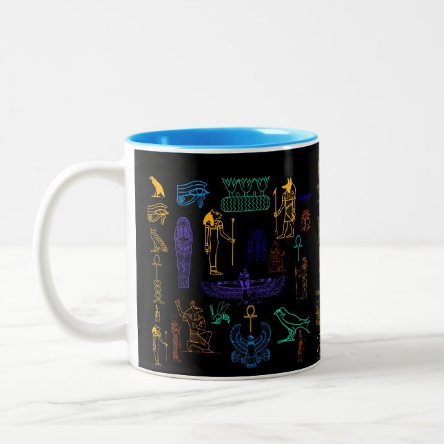 Alte ägyptische Hieroglyphen & Symbole Zweifarbige Tasse (Links)