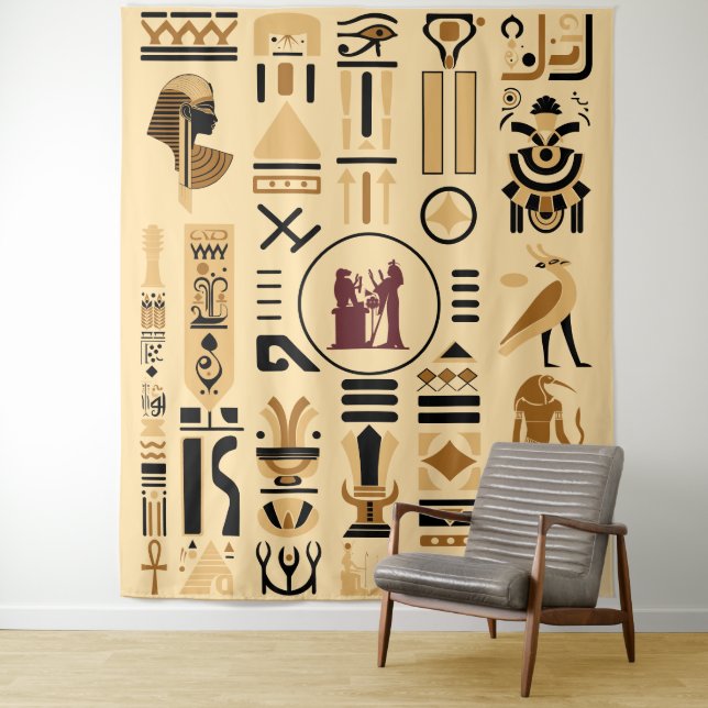 Alte ägyptische Hieroglyphen Wandteppich (Beispiel)