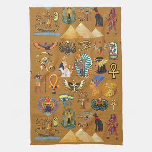 Alte ägyptische Hieroglyphie-Muster Hieroglyphi Geschirrtuch
