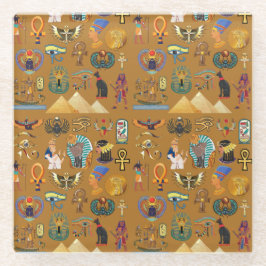 Alte ägyptische Hieroglyphie-Muster Hieroglyphi Glasuntersetzer