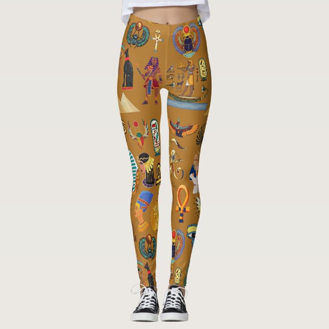 Alte ägyptische Hieroglyphie-Muster Hieroglyphi Leggings (Vorderseite)