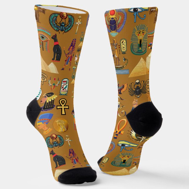 Alte ägyptische Hieroglyphie-Muster Hieroglyphi Socken (Gewinkelt)