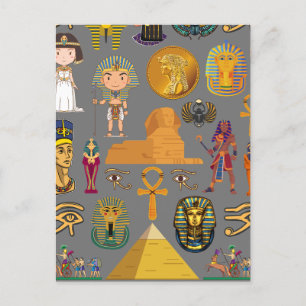 Alte ägyptische Hieroglyphie-Muster Pharao Postkarte