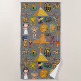 Alte ägyptische Hieroglyphie-Muster Pharao Strandtuch