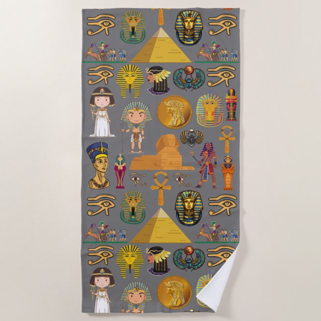 Alte ägyptische Hieroglyphie-Muster Pharao Strandtuch (Vorderseite)