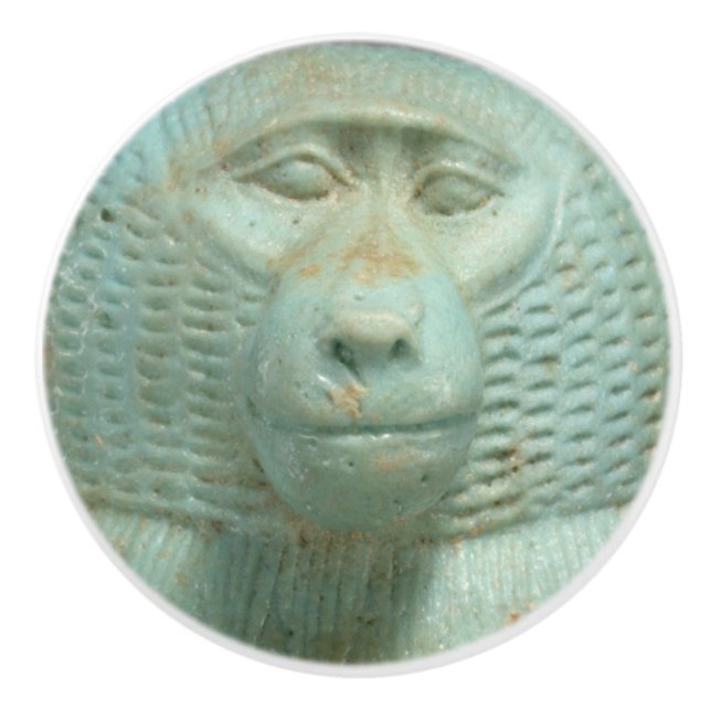 Alte Ägyptische Jade Baboon Snout Museumsstatue Keramikknauf (Vorderseite)