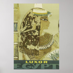 Alte Ägyptische Königin Vintag Luxor Reisen Poster