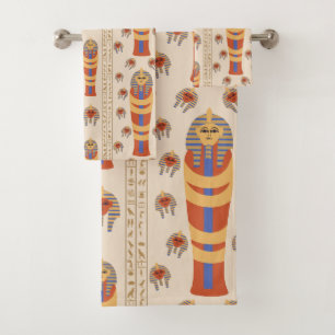 Alte ägyptische Mummy Artifact Orange Blue Badhandtuch Set