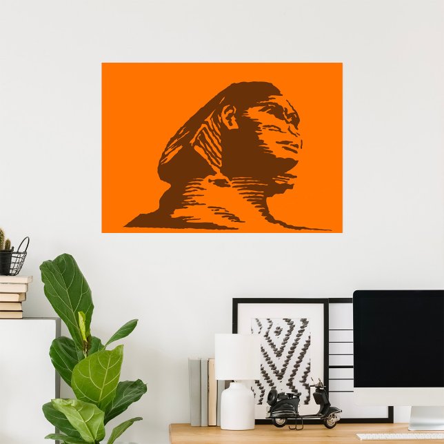 Alte ägyptische Sphinx fett Orange und Braun Poster (Von Creator hochgeladen)