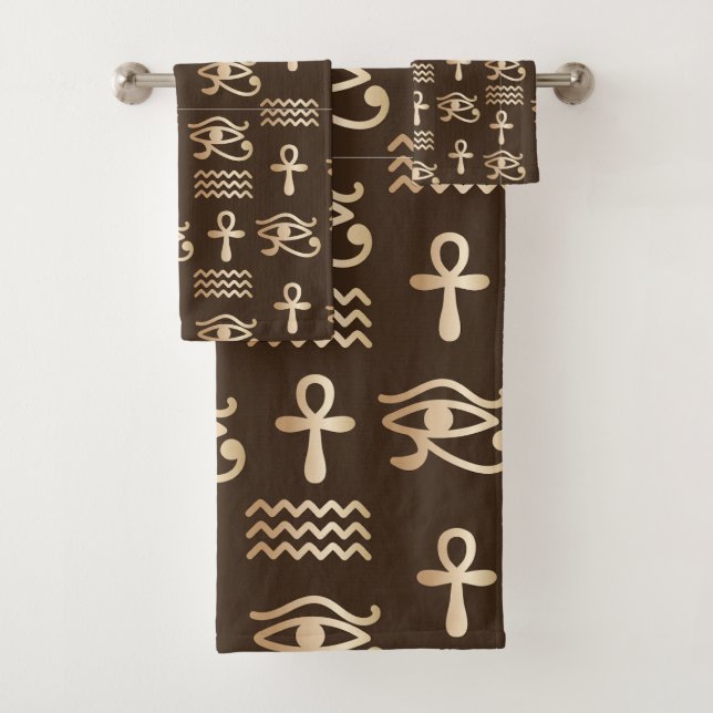 Alte ägyptische Symbole Ankh Eye of Horus Badhandtuch Set (Insitu)