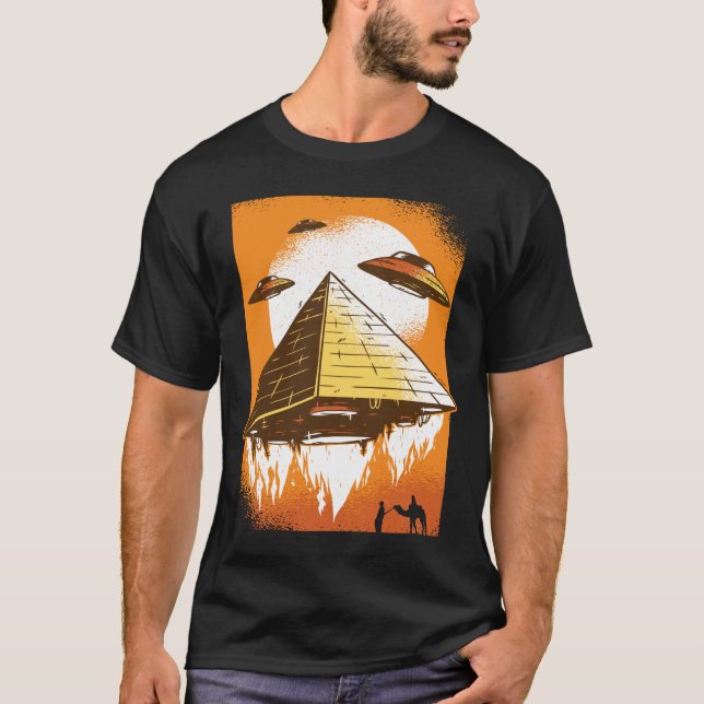 Alte Ägyptische UFO-Alien Flying T-Shirt (Vorderseite)