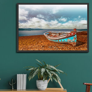 Alte Aiola. Traditionelles portugiesisches Boot an Poster