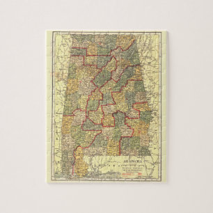 Alte Alabama-Karte Kongressbezirke (1911) Puzzle