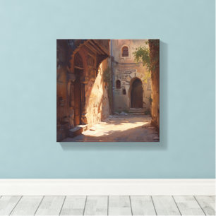 Alte Allee - Sunlit Old World Passage Print Leinwanddruck
