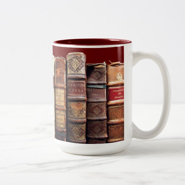 Alte alte Bücher Vintage Gräber Zweifarbige Tasse (Rechts)