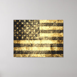 Alte amerikanische Flagge Grunge Rissig Leinwanddruck