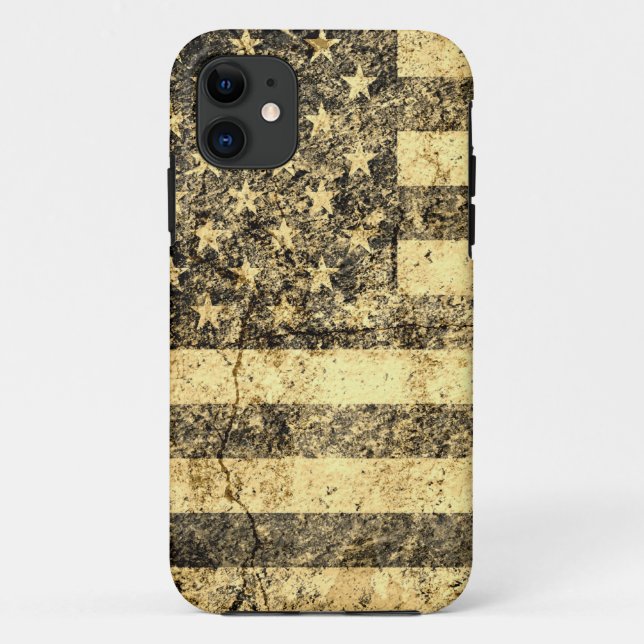 Alte amerikanische Flaggengrunge knackte Mauer Case-Mate iPhone Hülle (Rückseite)