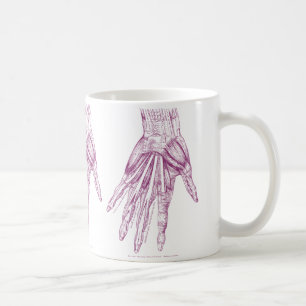 Alte anatomische Zeichnung Handmuskeln Lila Tasse