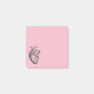 Alte anatomische Zeichnung menschliches Herz Post-it Klebezettel